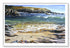 white wood framed rocky shore original painting wall art print